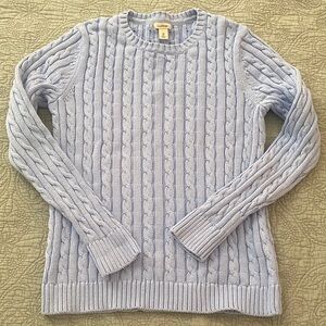 L.L Bean 100% Cotton Cable-Knit Crewneck Sweater